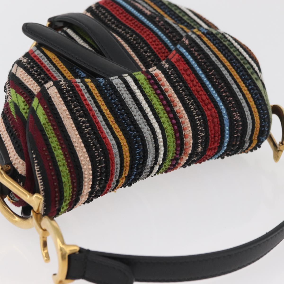 Christian Dior Saddle bag Hand Bag Beads Multicolor Gold Auth
