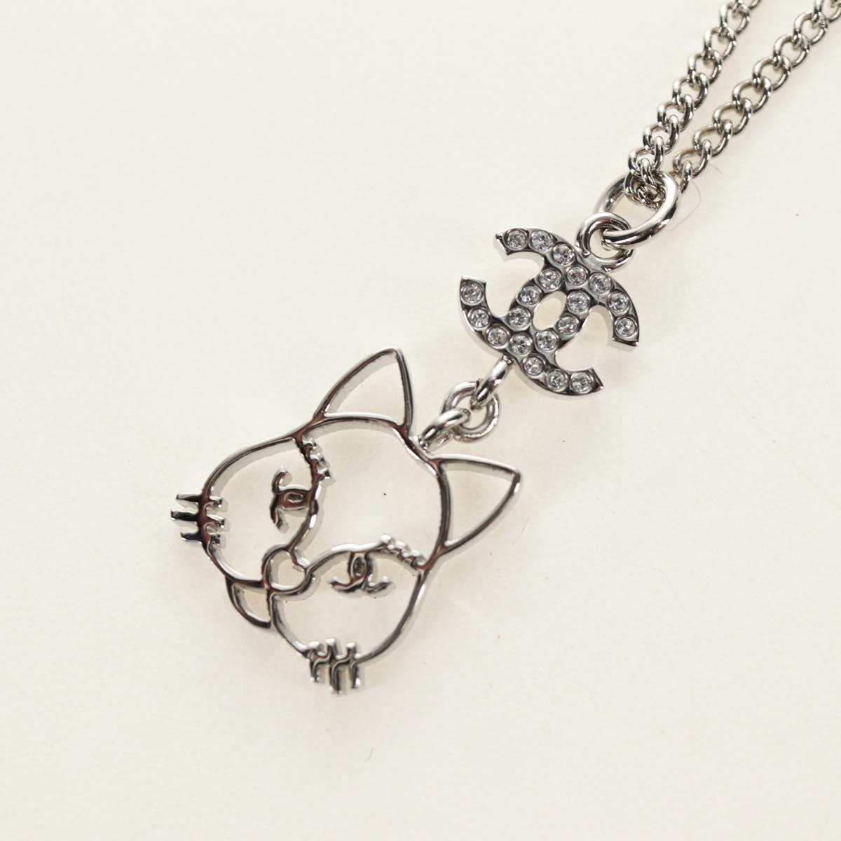 CHANEL COCO Mark Cat Necklace metal Silver CC Auth 184248M – MixTHINKS