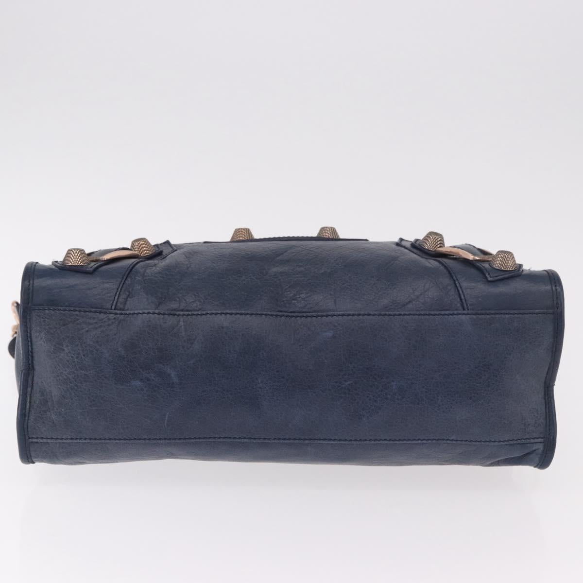 BALENCIAGA The Giant City Hand Bag Leather 2way Navy Gold 173084