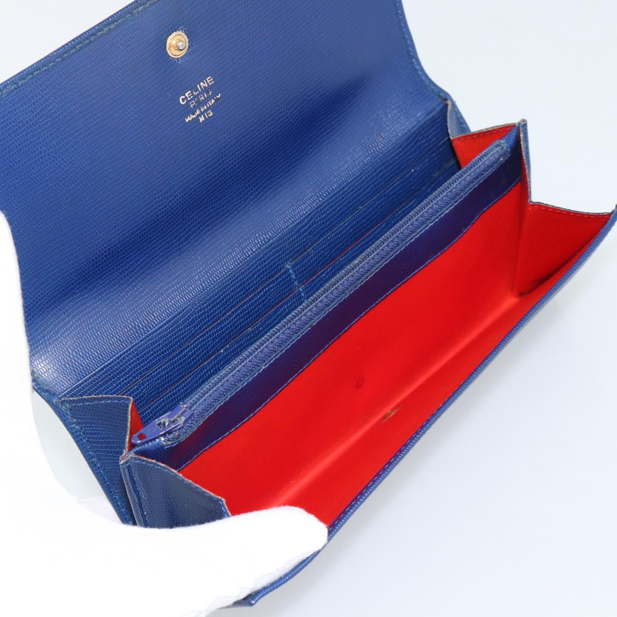 CELINE Long Wallet Leather Blue Gold Auth 186718A – MixTHINKS