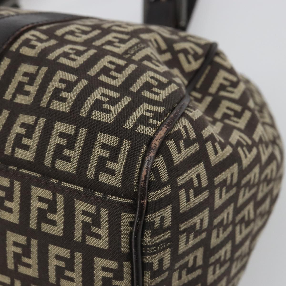 FENDI Zucchino Canvas Hand Bag Silver Brown Auth 187339A – MixTHINKS