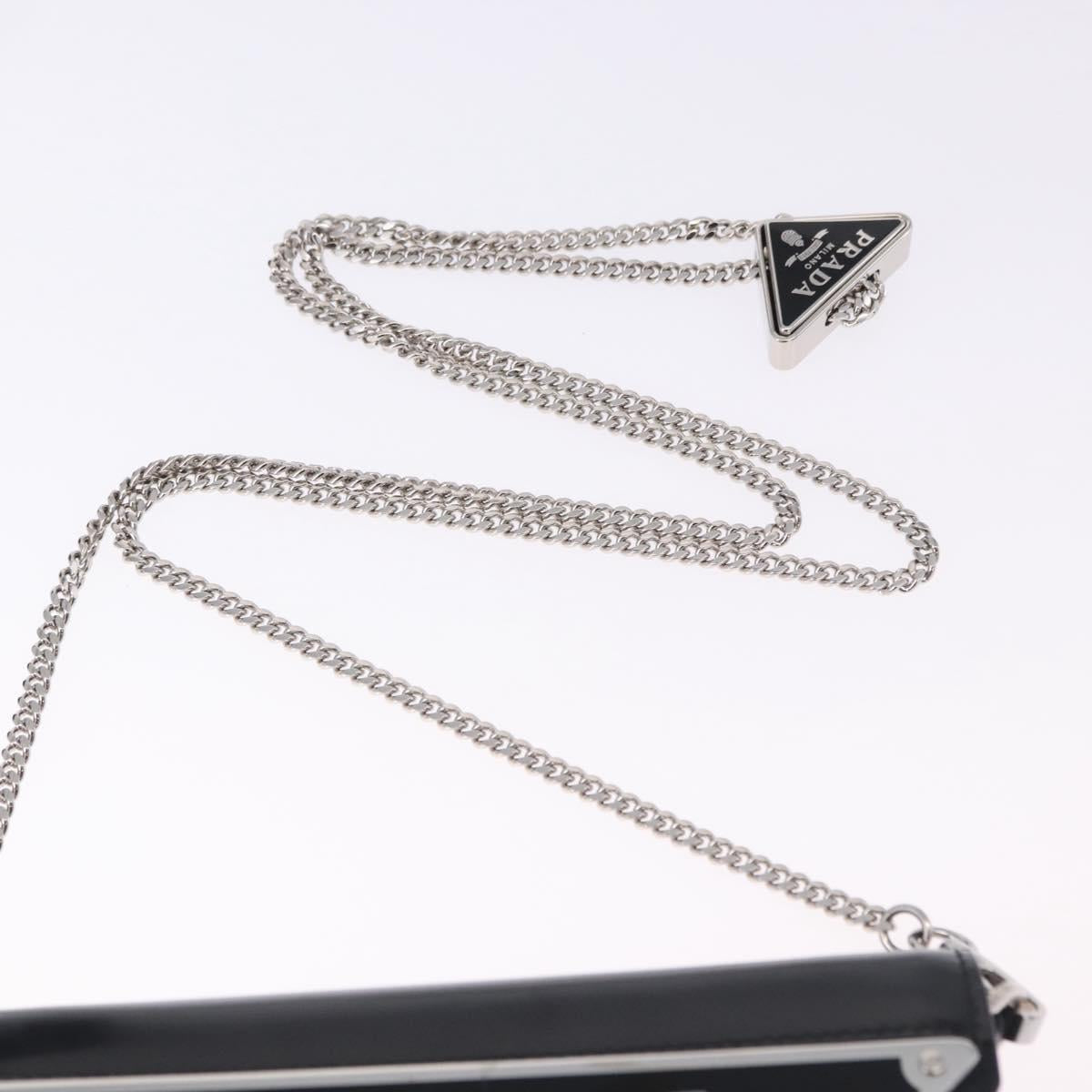 PRADA Chain Shoulder Bag Patent leather Black Silver Auth