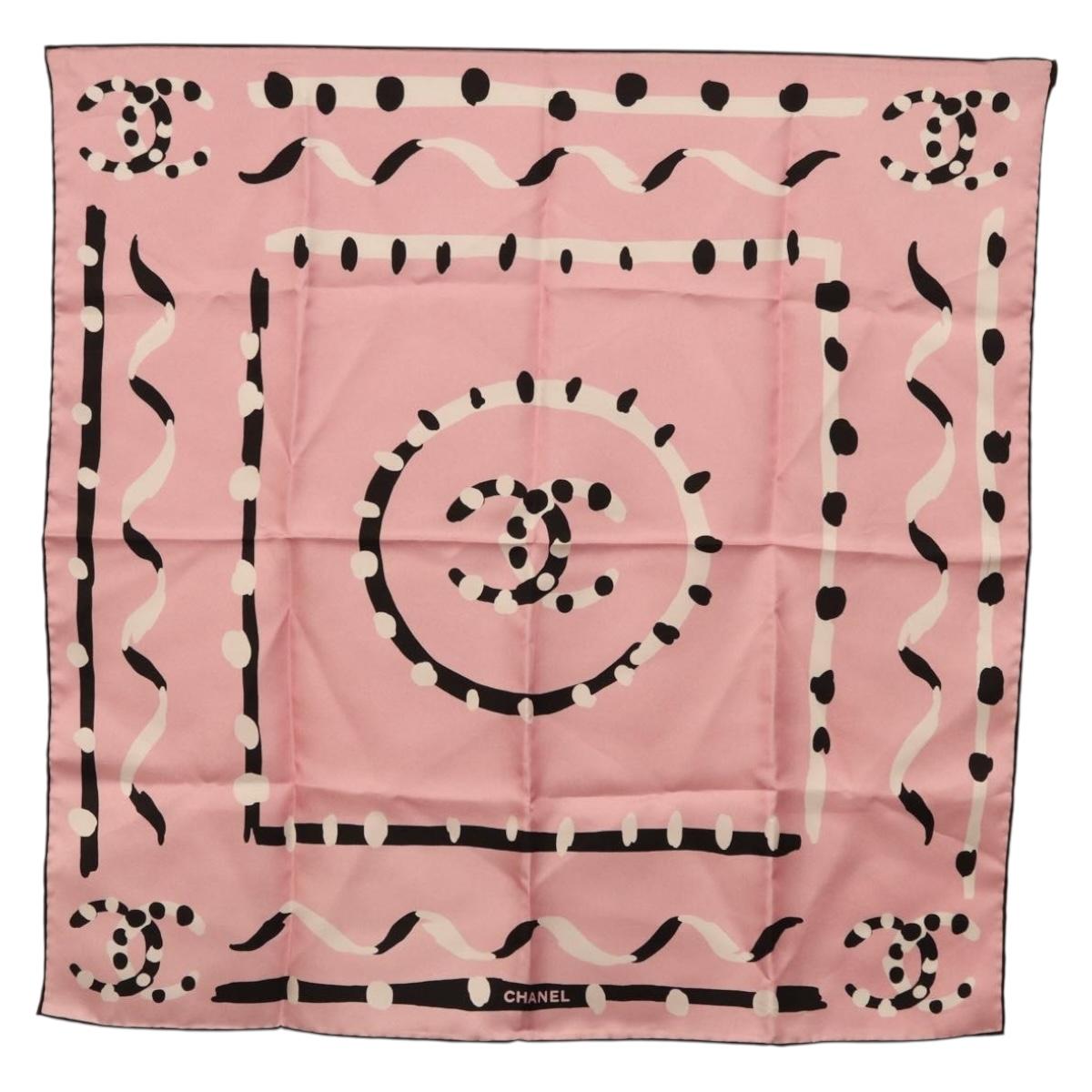 CHANEL Scarf Silk Pink CC Auth 198781V – MixTHINKS