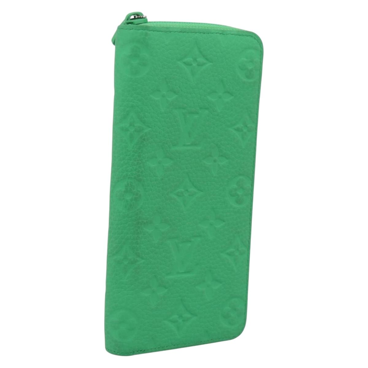 LOUIS VUITTON Taurillon Clemence Zippy Wallet Vertical Green