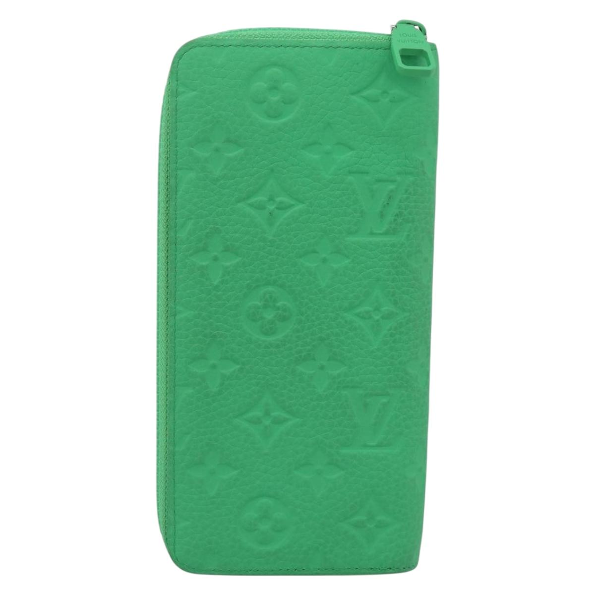 LOUIS VUITTON Taurillon Clemence Zippy Wallet Vertical Green