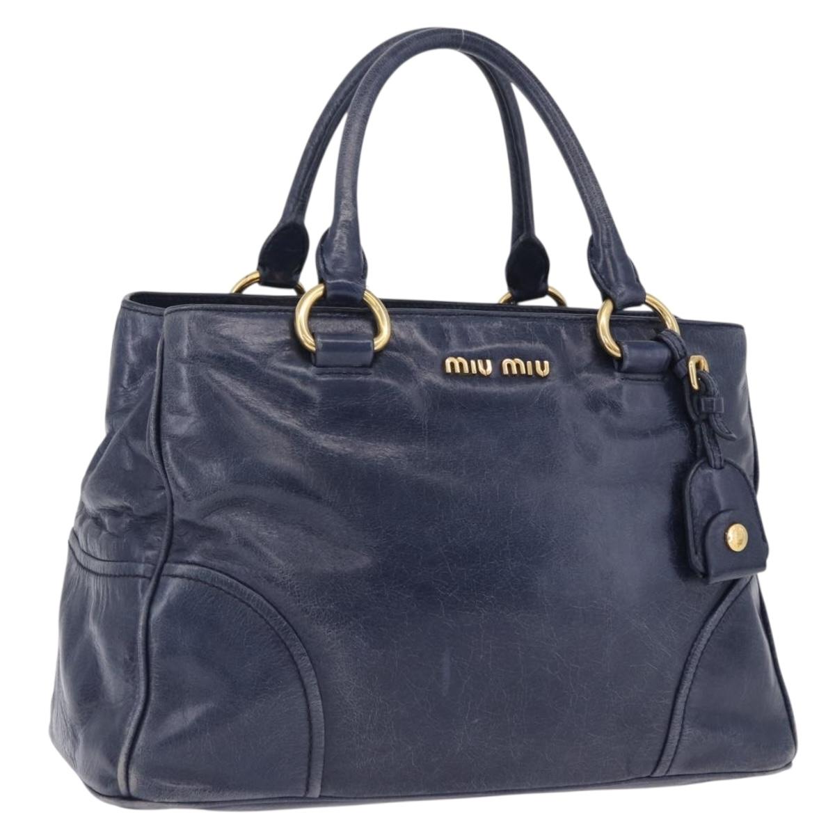 Miu Miu Hand Bag Leather Navy Gold Auth 199407V – MixTHINKS