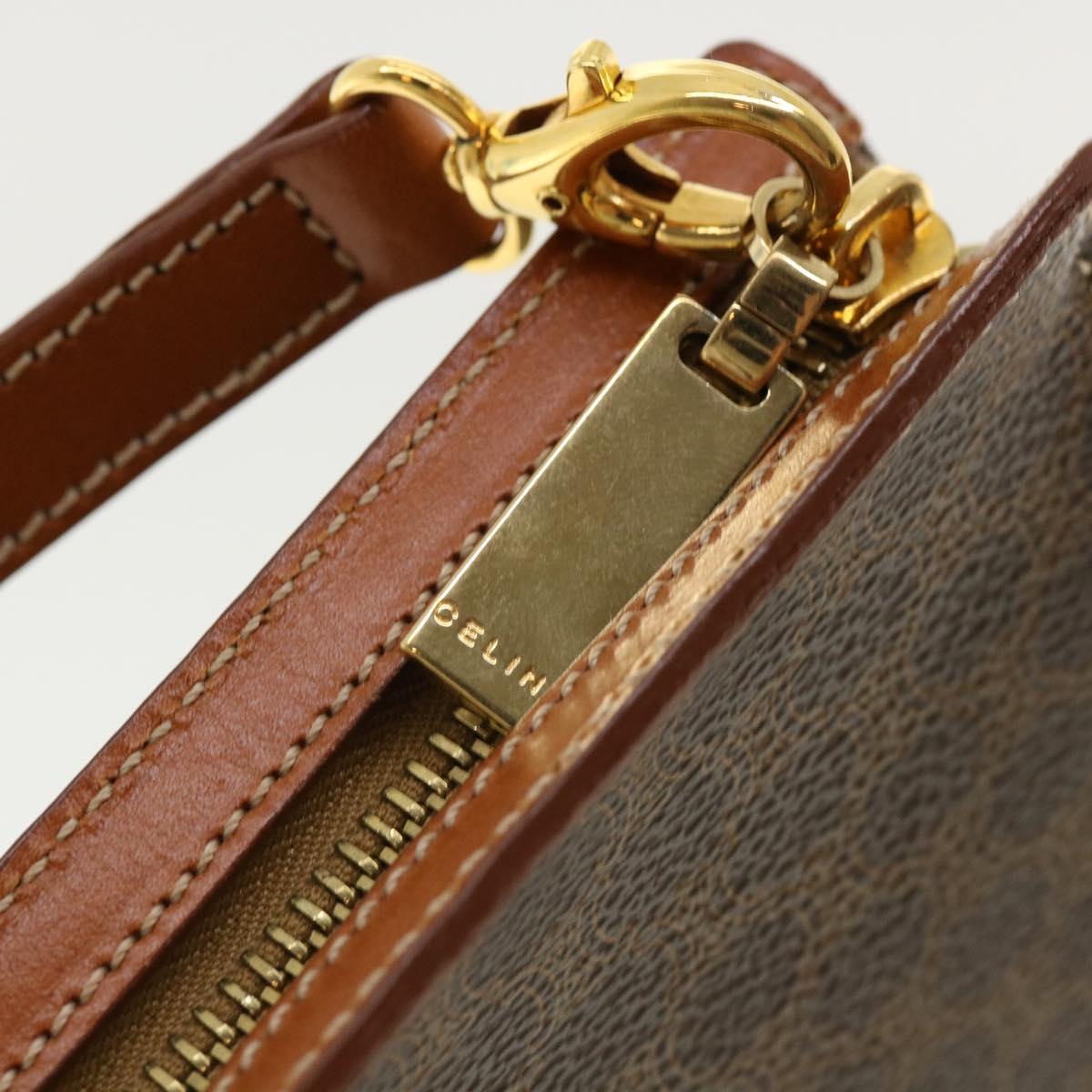 CELINE Macadam Canvas Accessory Pouch Brown Auth 32096AM – MixTHINKS