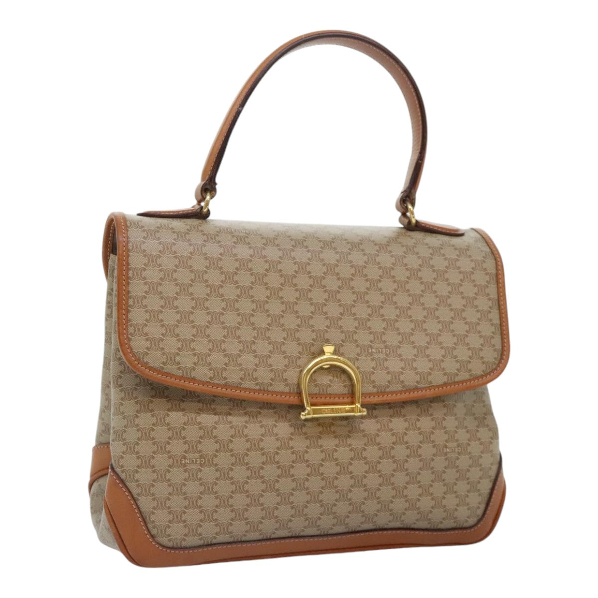 CELINE マカダムキャンバス ハンドバッグ PVC ベージュ 正規品 90842V