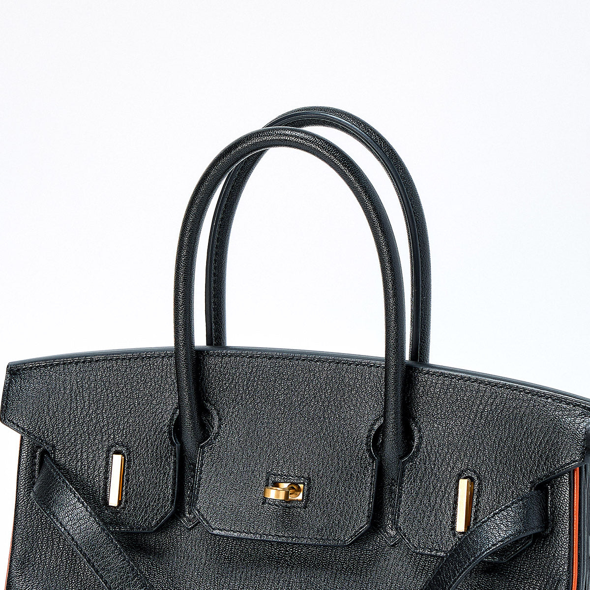 HERMES Birkin 30 2018 C Hand Bag Noir Orange Matte Gold Chevre