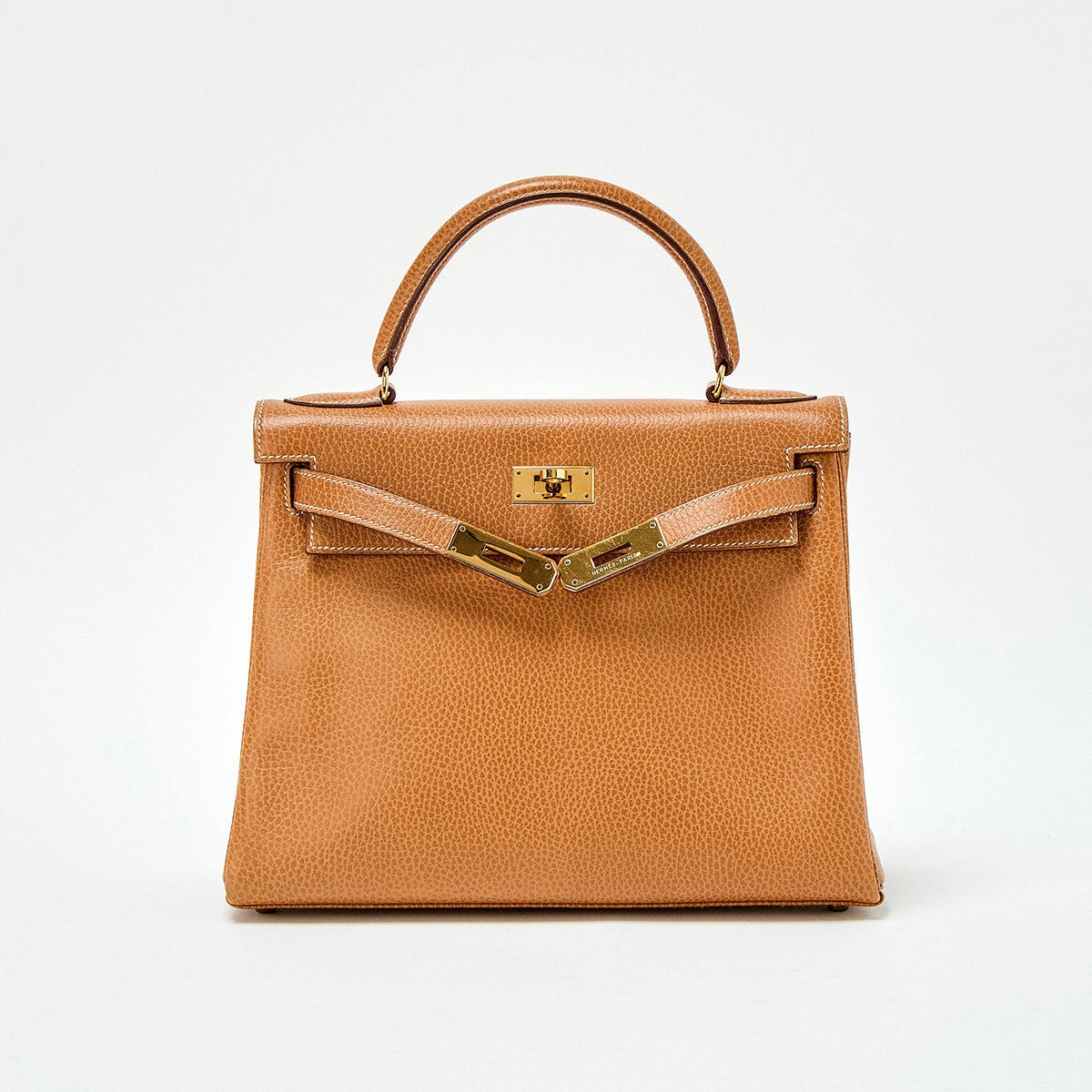 HERMES Kelly 28 1993 ○W Hand Bag Gold Gold Ardennes Auth – MixTHINKS