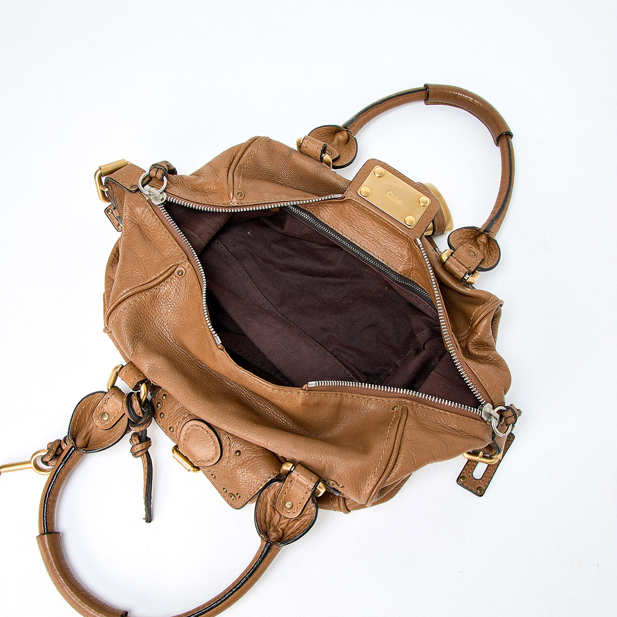 Chloe Paddington Mini Hand Bag in Brown Matte Gold Lamb Leather