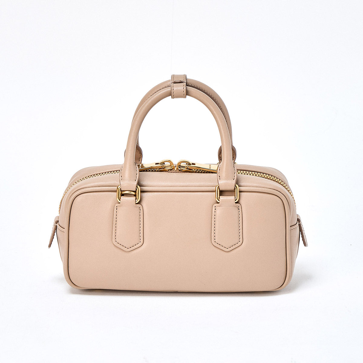 MIU MIU Arkady Mini Hand Bag Beige Gold Leather Auth – MixTHINKS