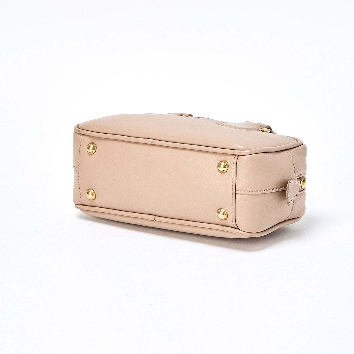 MIU MIU Arkady Mini Hand Bag Beige Gold Leather Auth – MixTHINKS