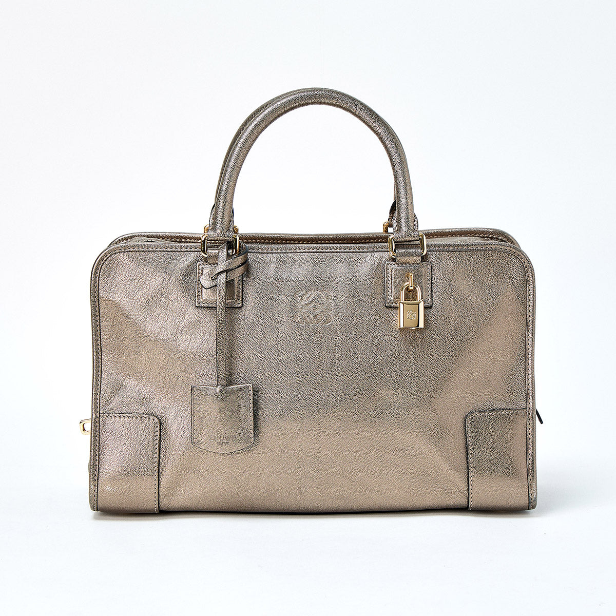 LOEWE Amazona 36 Hand Bag Metallic Green Gold Leather Auth – MixTHINKS