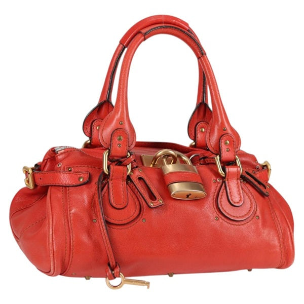 Chloe Paddington Hand Bag Red Gold Leather Auth – MixTHINKS
