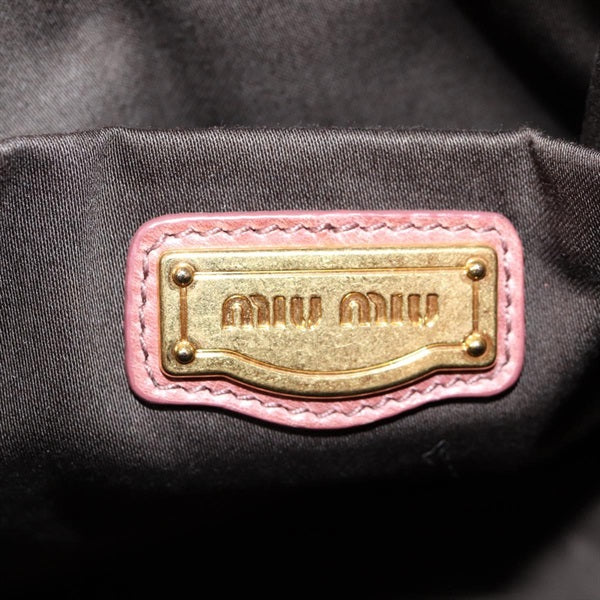 MIU MIU Side Ribbon Hand Bag Pink Gold Leather Auth – MixTHINKS