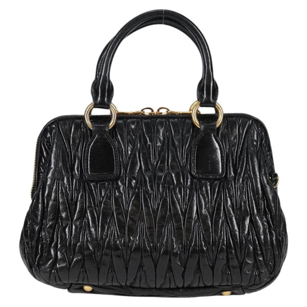 バッグ archive miumiu matelasse hand bag y2k MIU MIU Matelasse Hand Bag Black Gold Leather Auth – MixTHINKS
