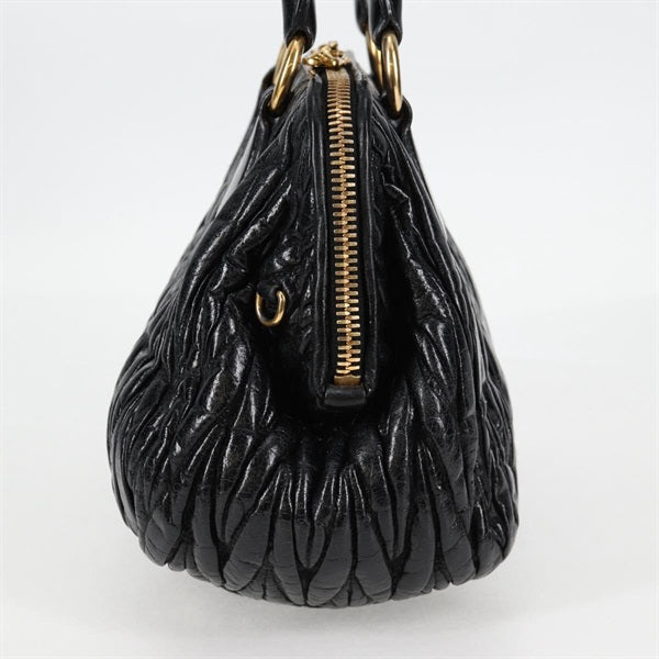バッグ archive miumiu matelasse hand bag y2k MIU MIU Matelasse Hand Bag Black Gold Leather Auth – MixTHINKS