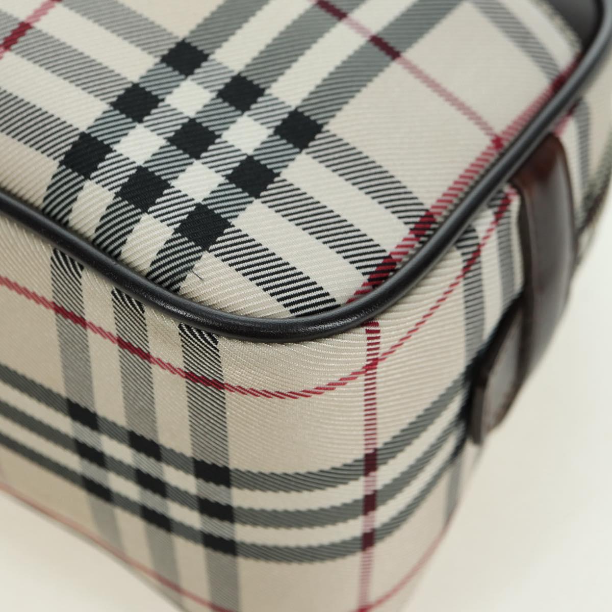 BURBERRY Nova Check Mini Boston Bag Nylon Beige Silver Auth