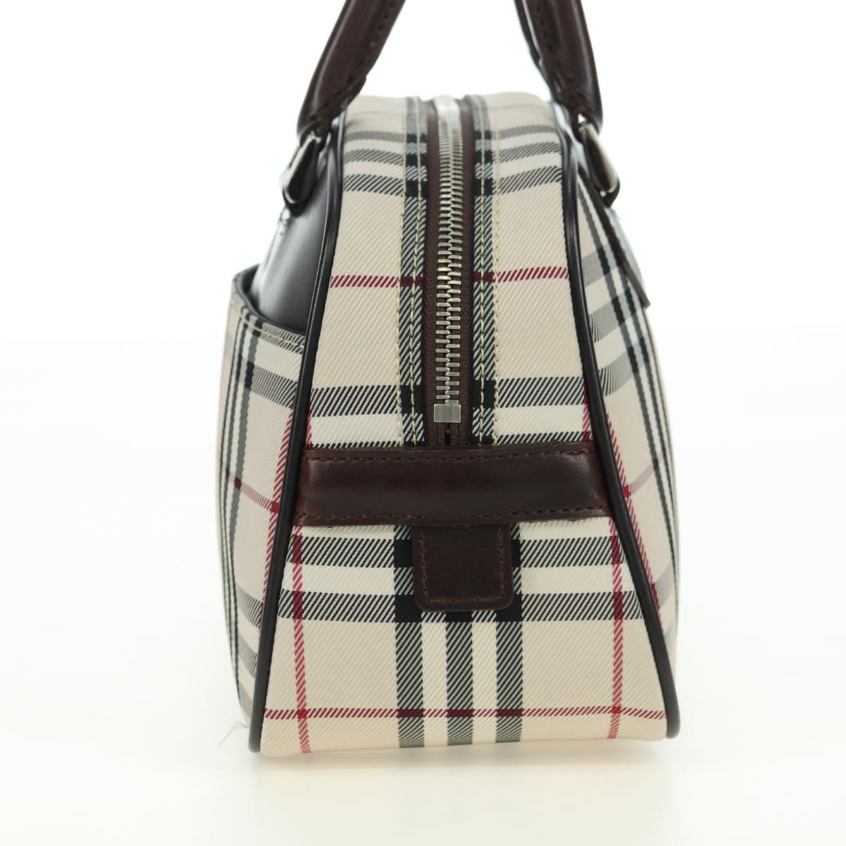 BURBERRY Nova Check Mini Boston Bag Nylon Beige Silver Auth