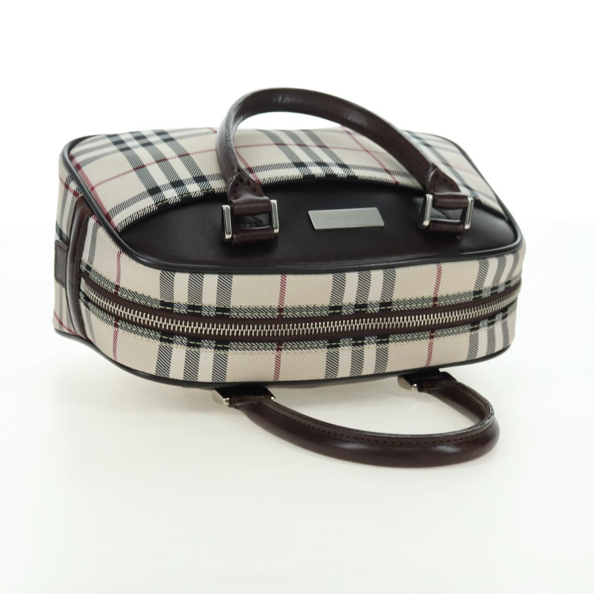 BURBERRY Nova Check Mini Boston Bag Nylon Beige Silver Auth