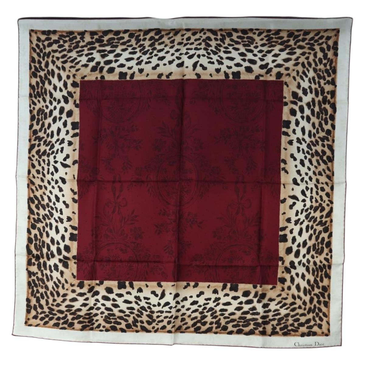 Christian Dior Leopard Scarf Silk Bordeaux Auth am12187M – MixTHINKS