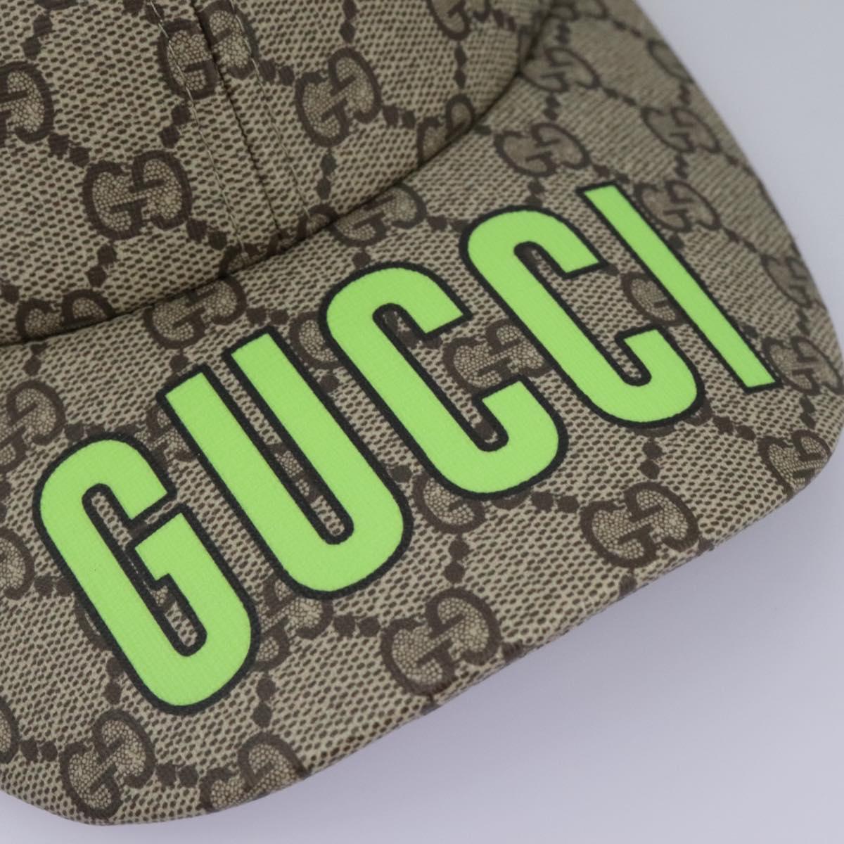 GUCCI GG Supreme Strawberry baseball Cap PVC XL Beige 700665 Auth