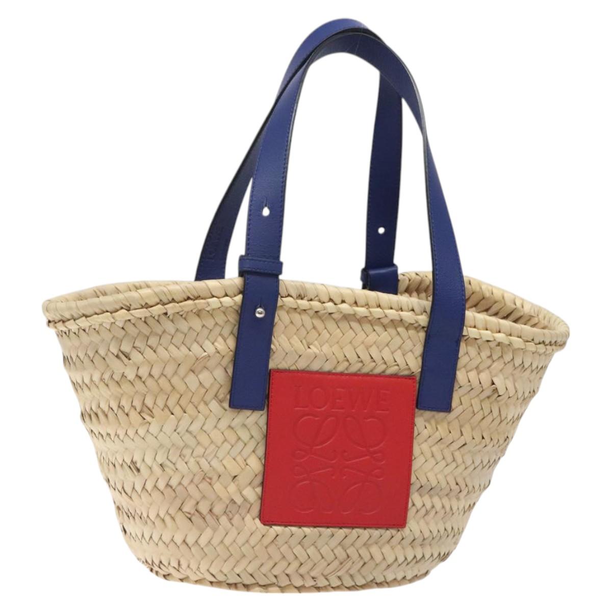 LOEWE アナグラム バスケットバッグ ハンドバッグ ラフィアレザー