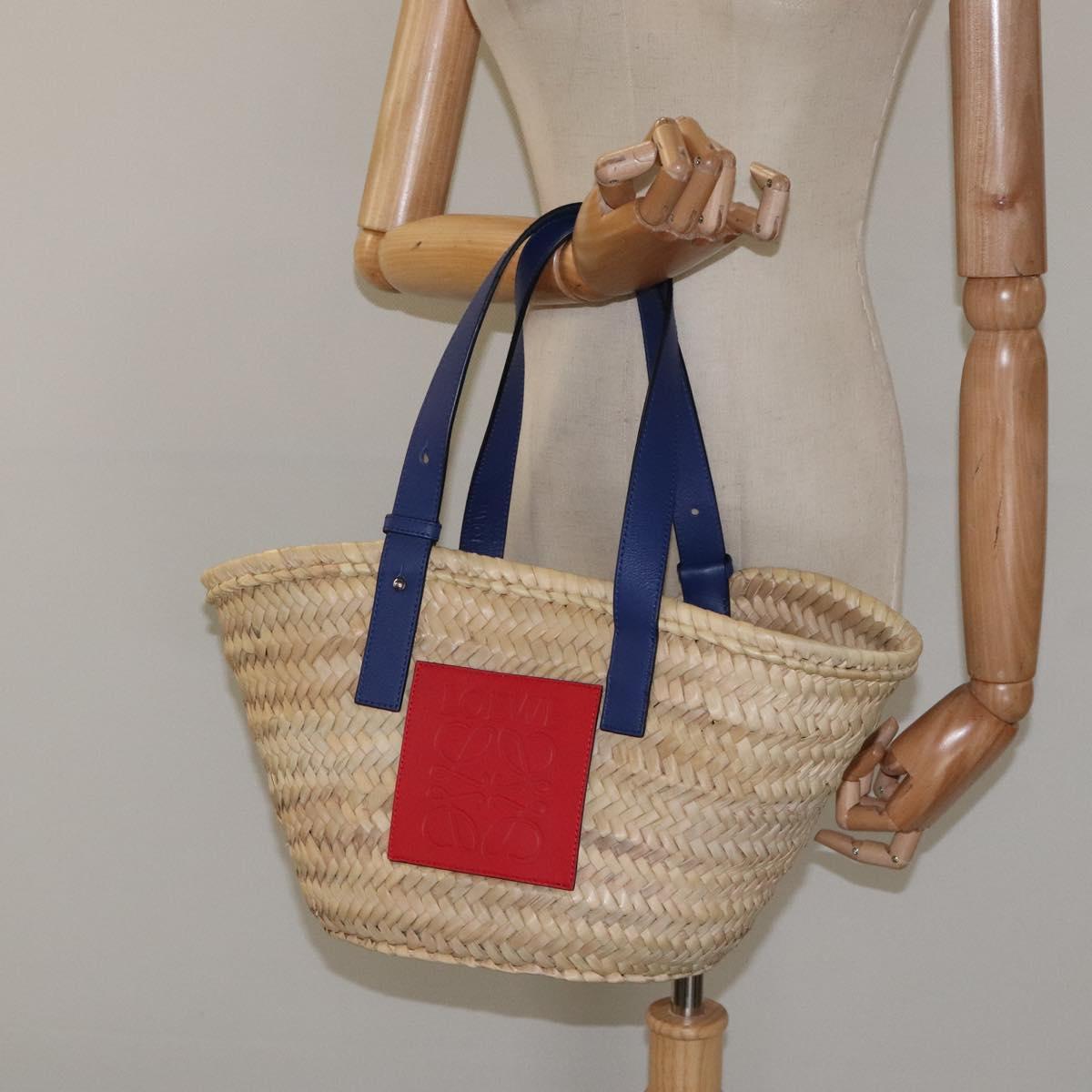 LOEWE アナグラム バスケットバッグ ハンドバッグ ラフィアレザー