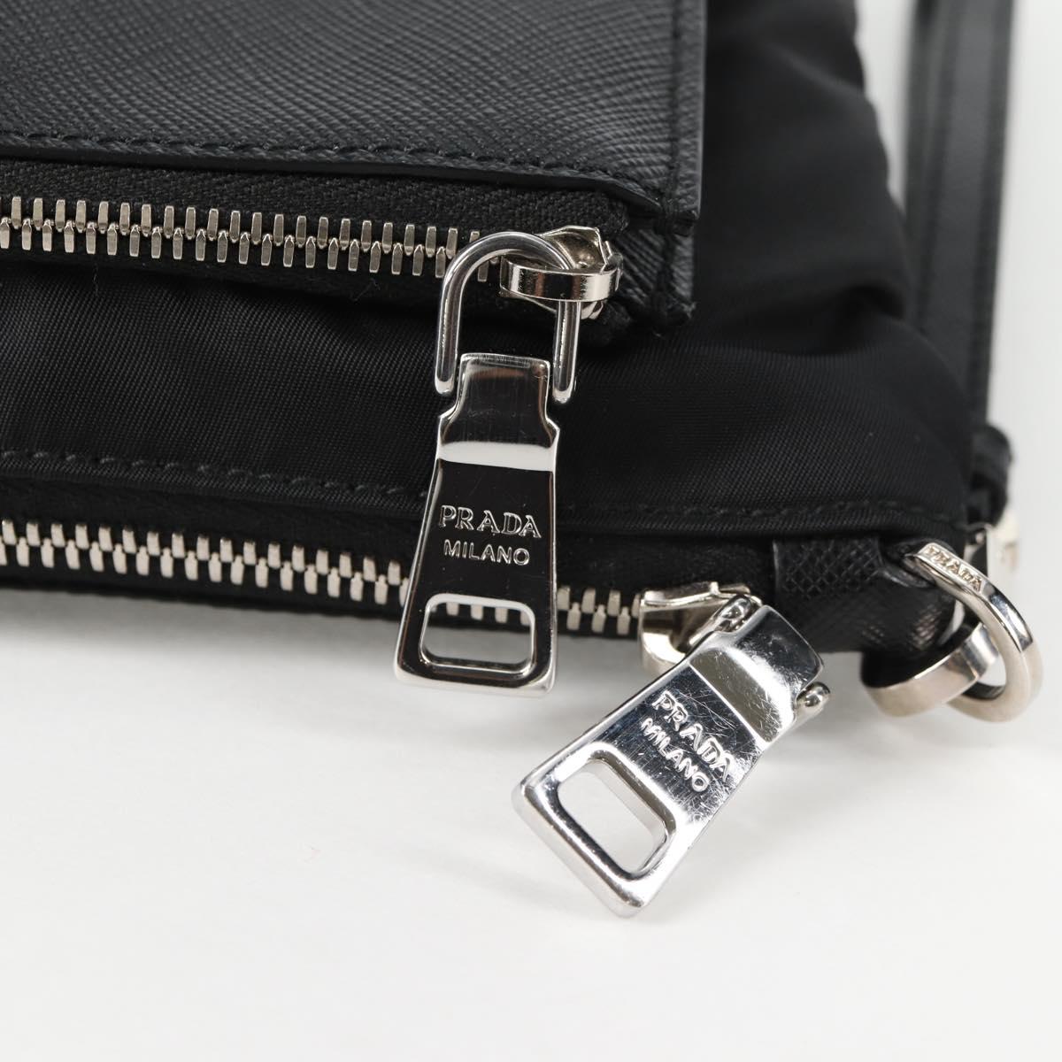 PRADA クラッチバッグ サフィアーノナイロン ブラック シルバー 正規品