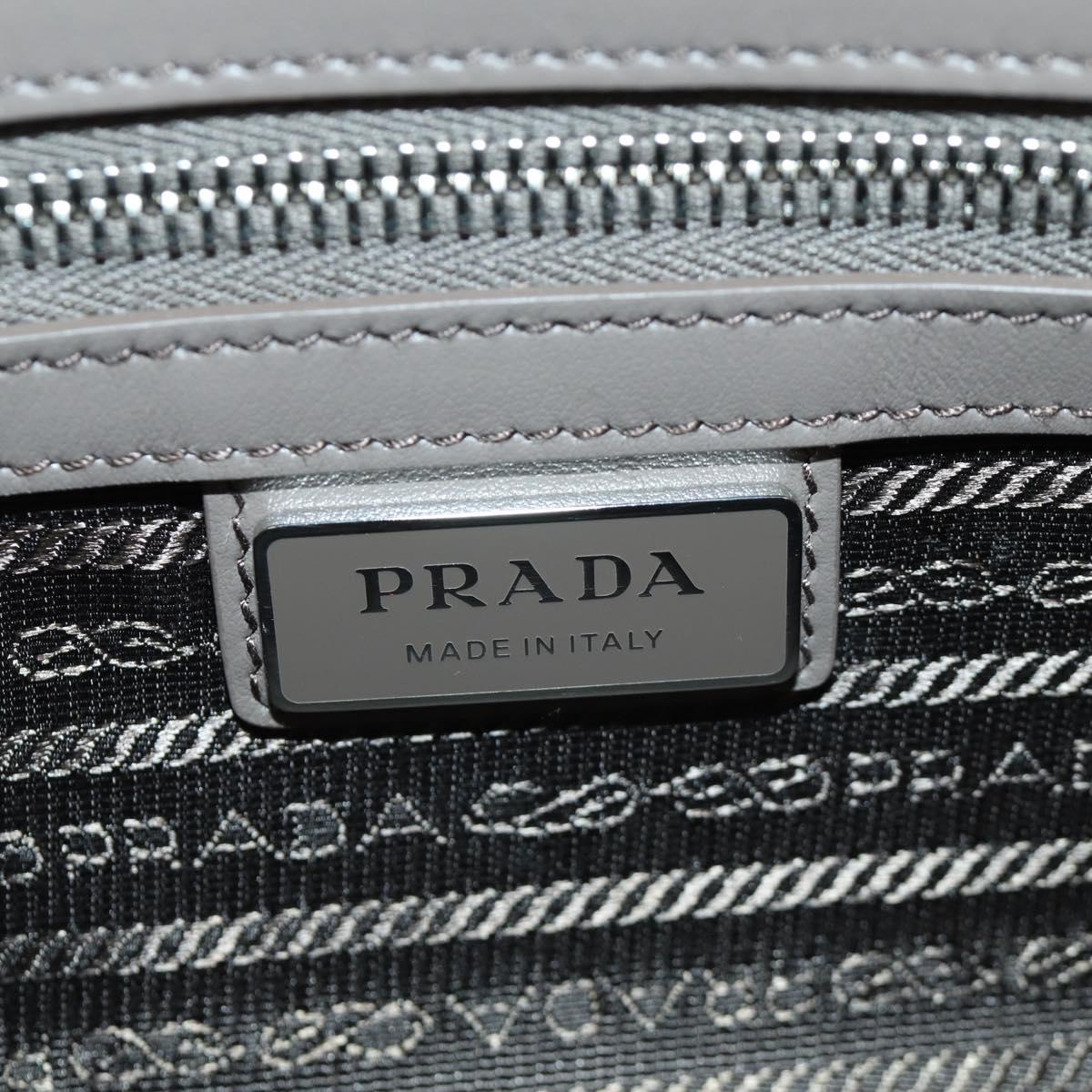PRADA Vitterodino Shoulder Bag Leather Gray Silver 2VH184 Auth