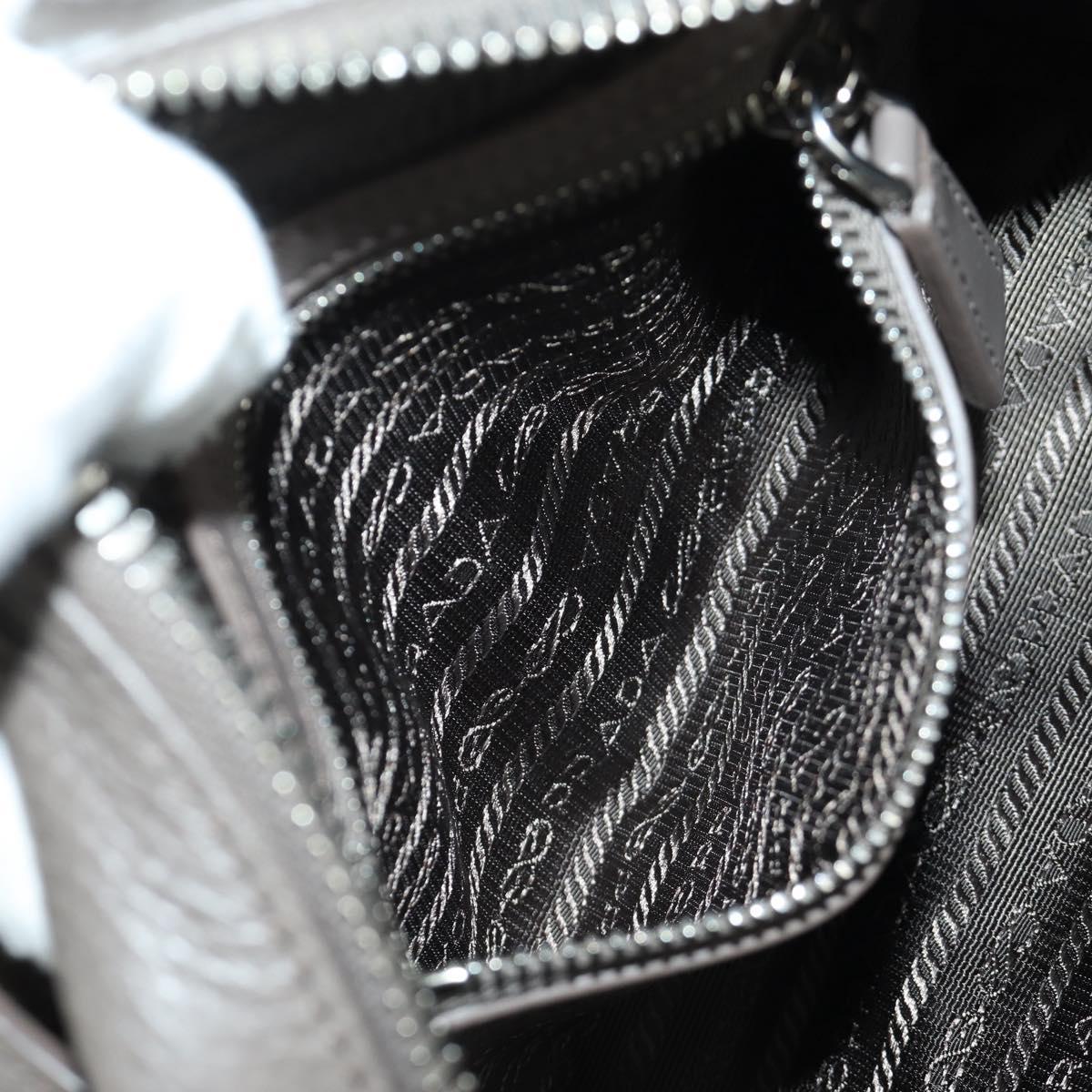 PRADA Vitterodino Shoulder Bag Leather Gray Silver 2VH184 Auth