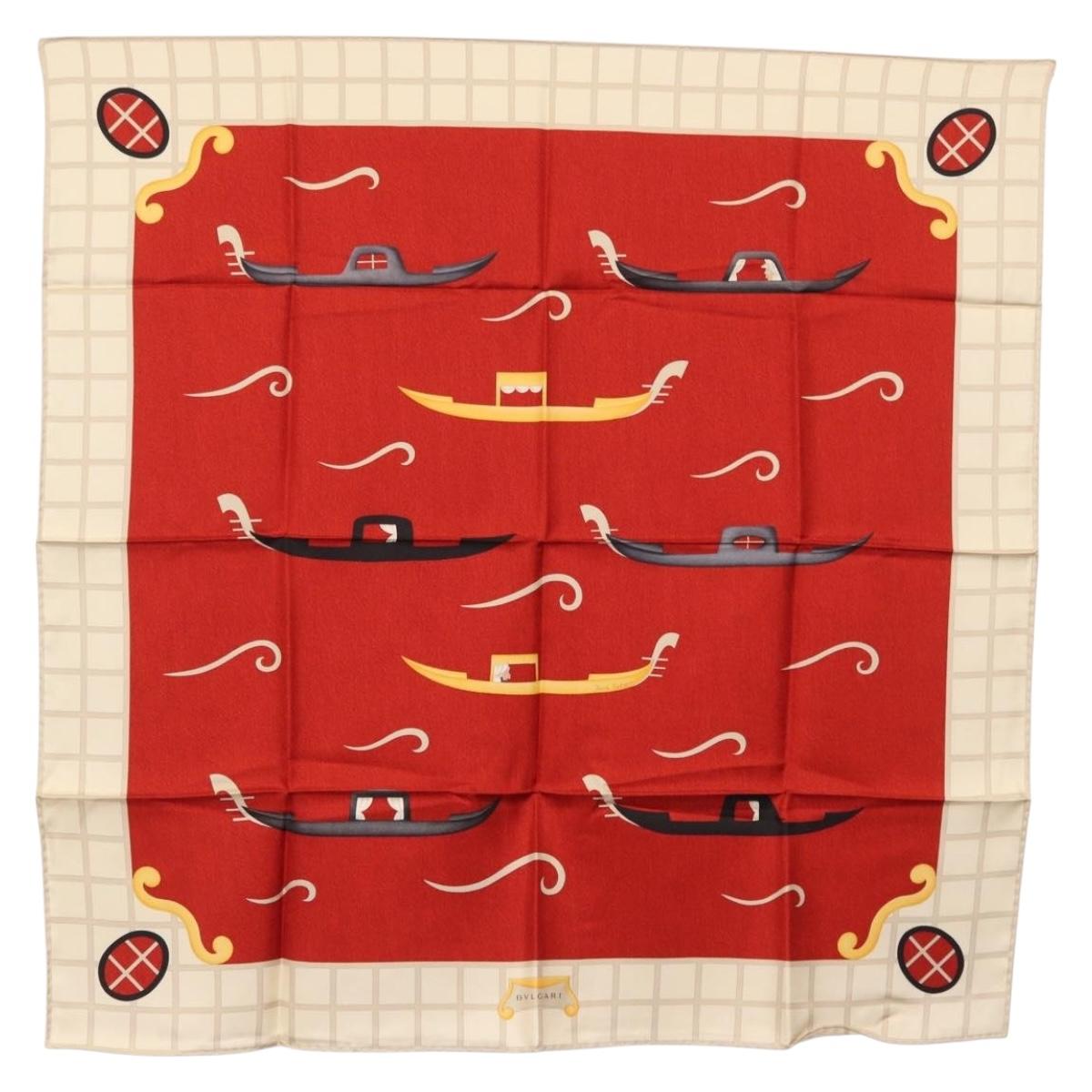 BVLGARI Boat Pattern Scarf Silk 