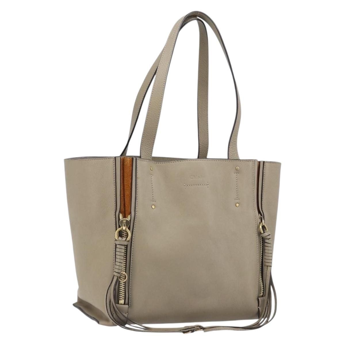 Chloe Milo Tote Bag Leather Beige Gold Auth BA10962V – MixTHINKS
