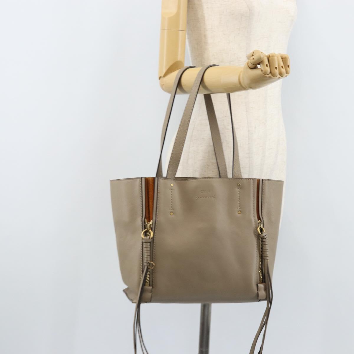 Chloe Milo Tote Bag Leather Beige Gold Auth BA10962V – MixTHINKS