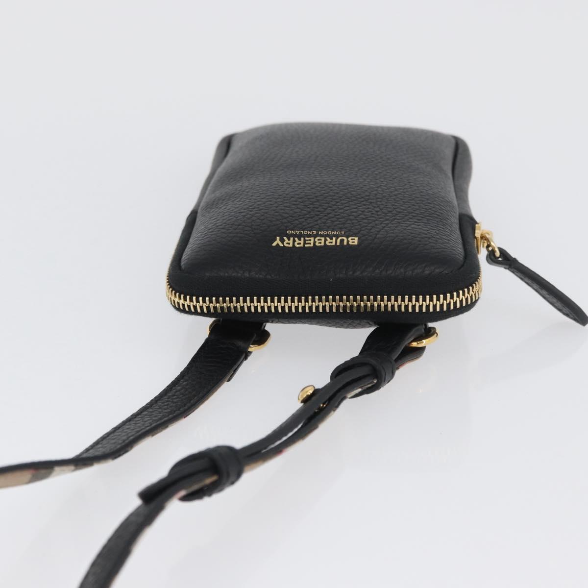 BURBERRY Phone Case Leather Black Gold Auth BA11293V – MixTHINKS