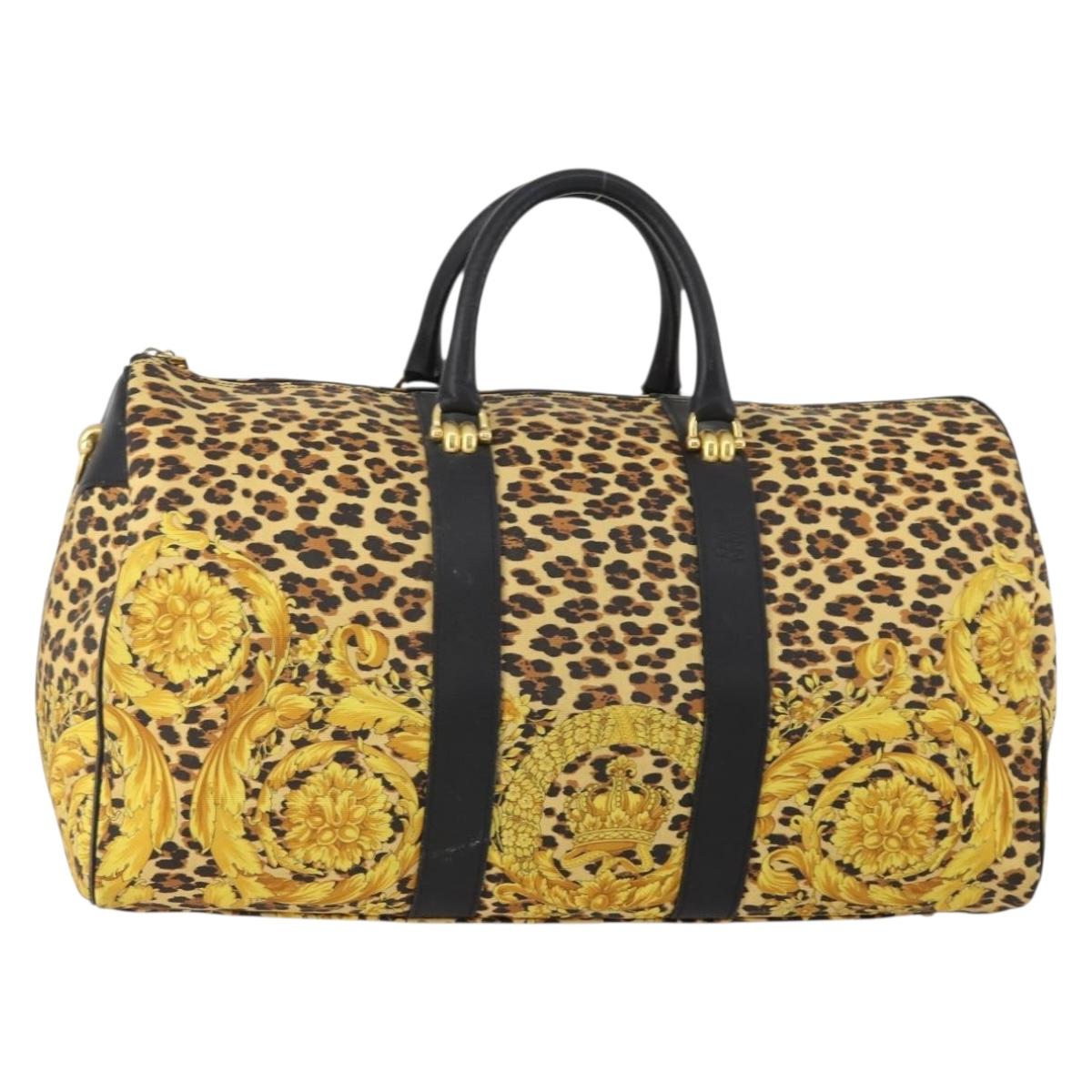 Gianni Versace Boston Bag Canvas Yellow Gold Auth BA11776A – MixTHINKS