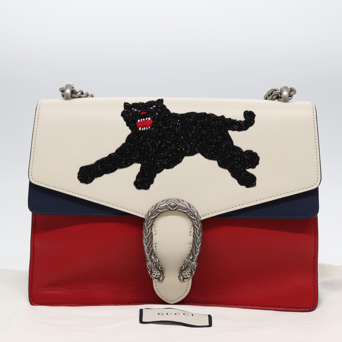 GUCCI Chain Dionysus Panther Shoulder Bag Leather Multicolor