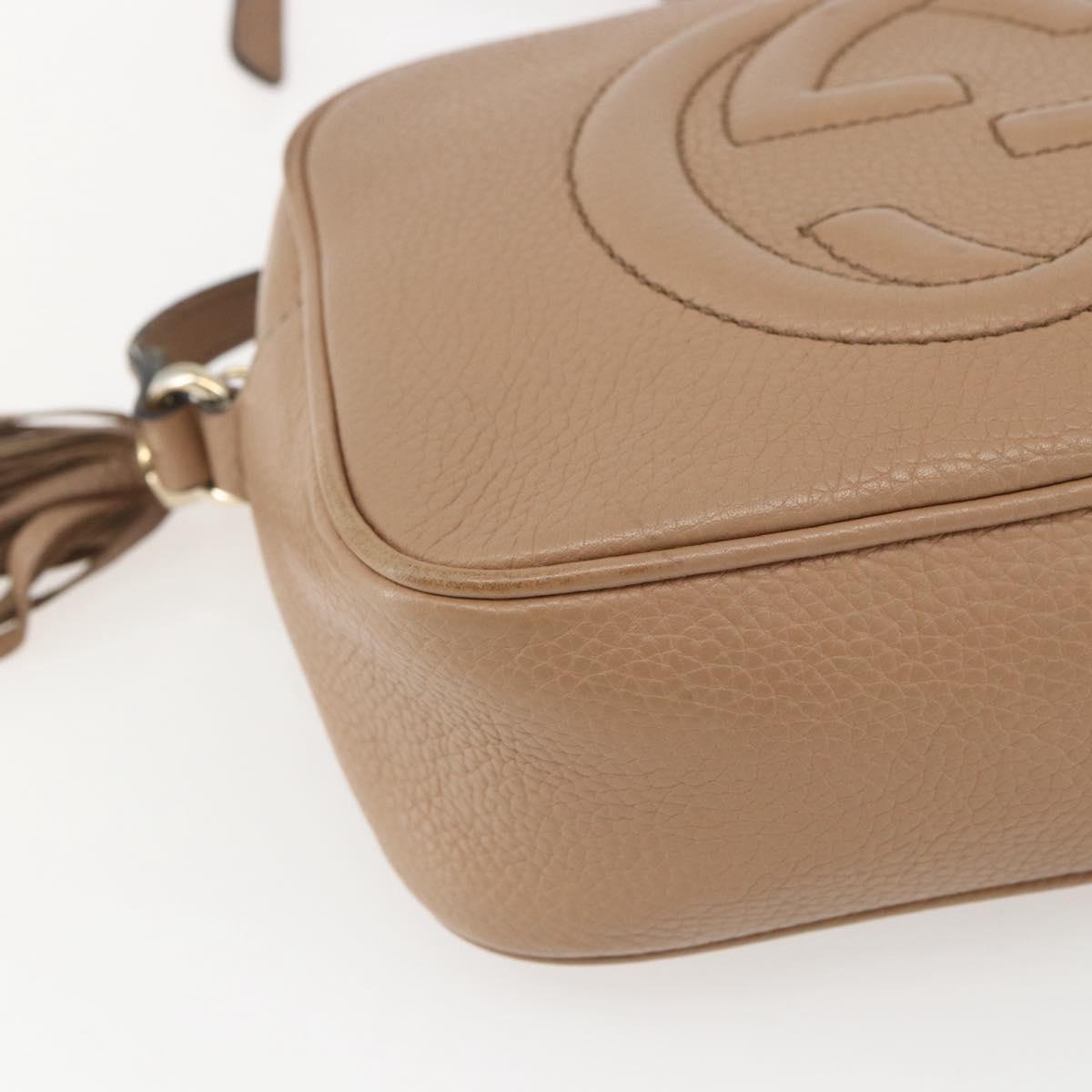 GUCCI Soho Shoulder Bag Leather Beige Gold 308364 Auth bs32892