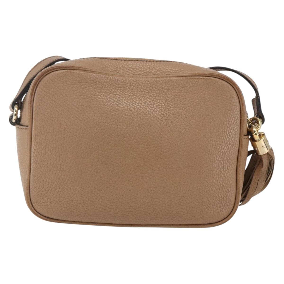 GUCCI Soho Shoulder Bag Leather Beige Gold 308364 Auth bs32892