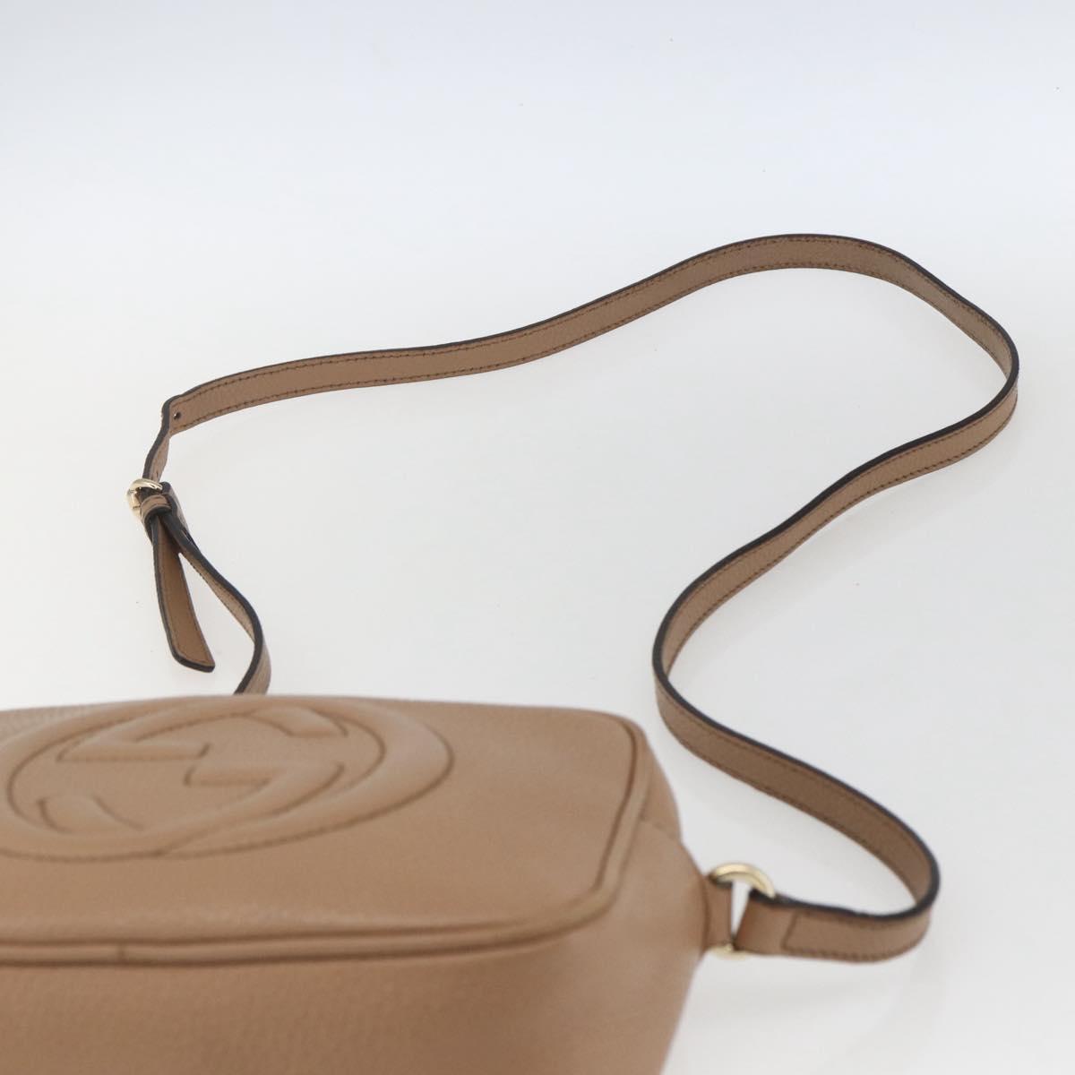 GUCCI Soho Shoulder Bag Leather Beige Gold 308364 Auth bs32892
