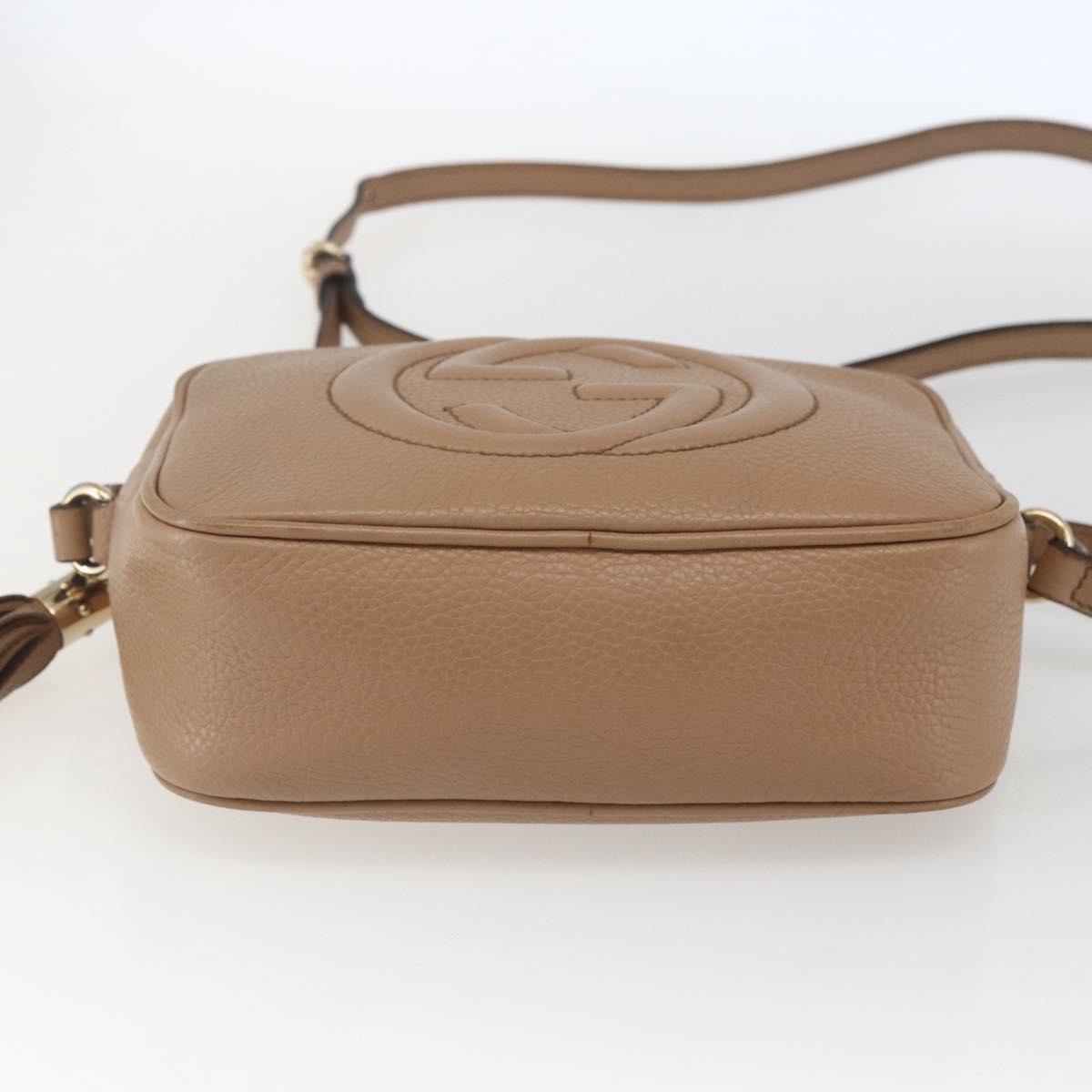 GUCCI Soho Shoulder Bag Leather Beige Gold 308364 Auth bs32892