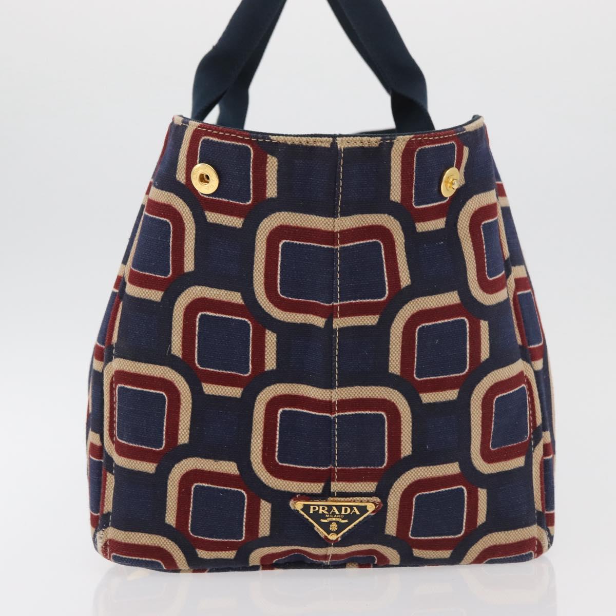 PRADA カナパ　トート PRADA Canapa L Hand Bag Canvas Navy Gold Auth bs34839A – MixTHINKS