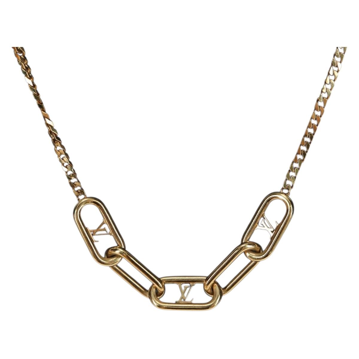 LOUIS VUITTON Chain Collier Signature Necklace metal Gold M00324