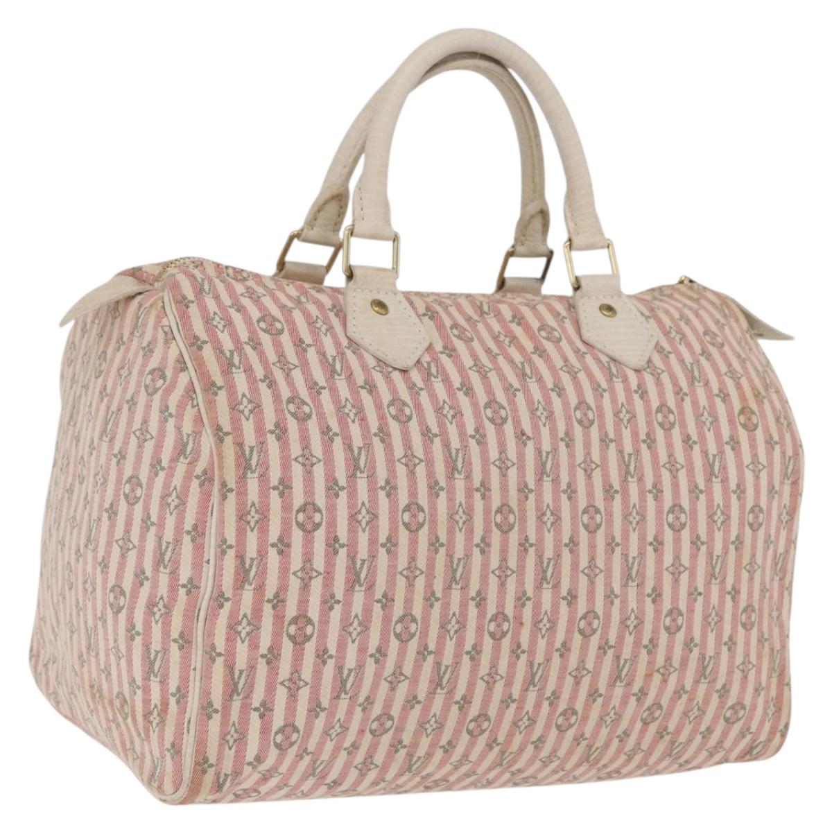 LOUIS VUITTON Monogram Mini Lin Croisette Speedy 30 Bag Pink