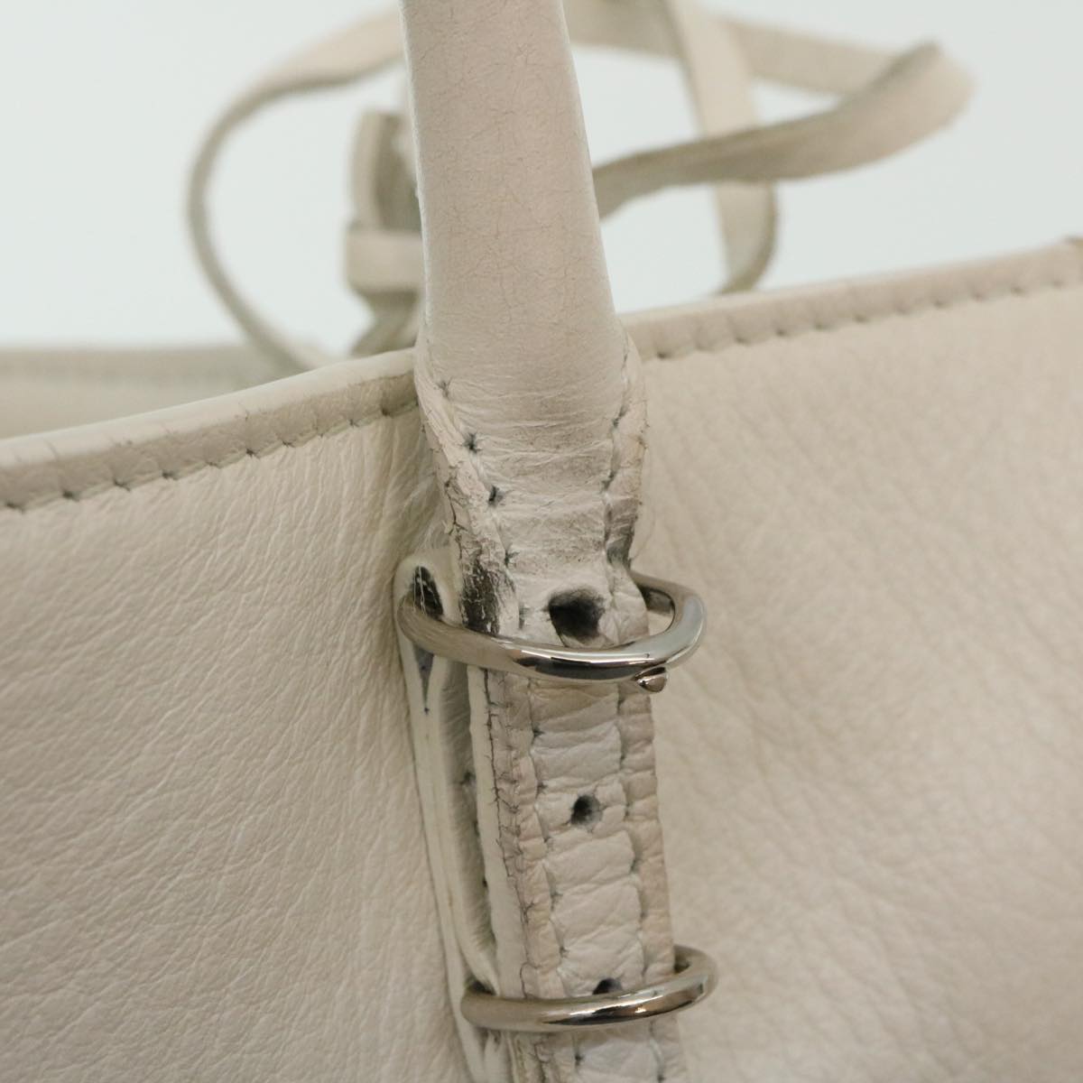 BALENCIAGA 2Way Shoulder Bag Hand Bag Leather White Auth am2305gM