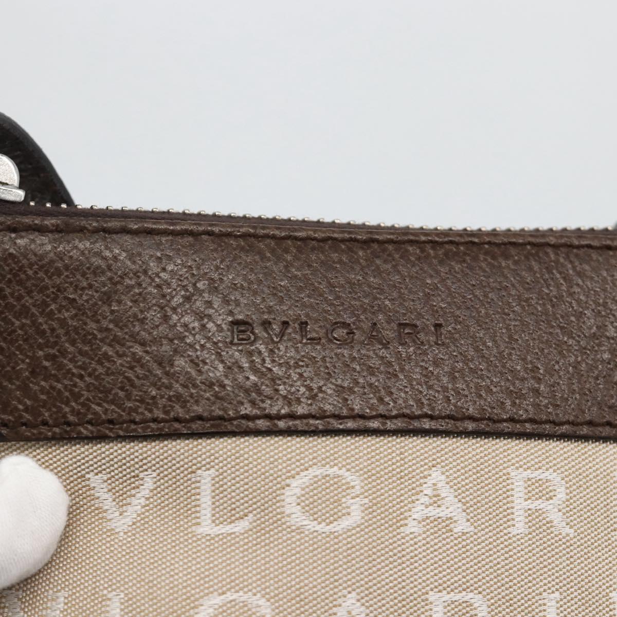 BVLGARI Logo Mania Shoulder Bag Canvas Beige Silver Auth INZ044A