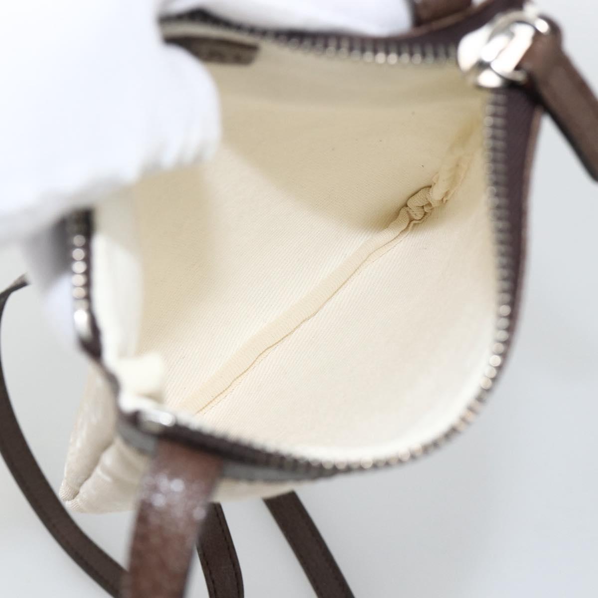 BVLGARI Logo Mania Shoulder Bag Canvas Beige Silver Auth INZ044A