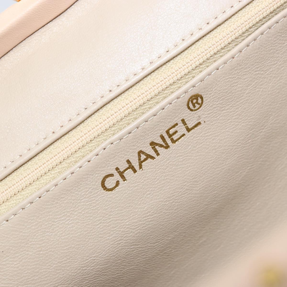 CHANEL Chain Matelasse Hand Bag Lamb Skin Pink Gold CC Auth