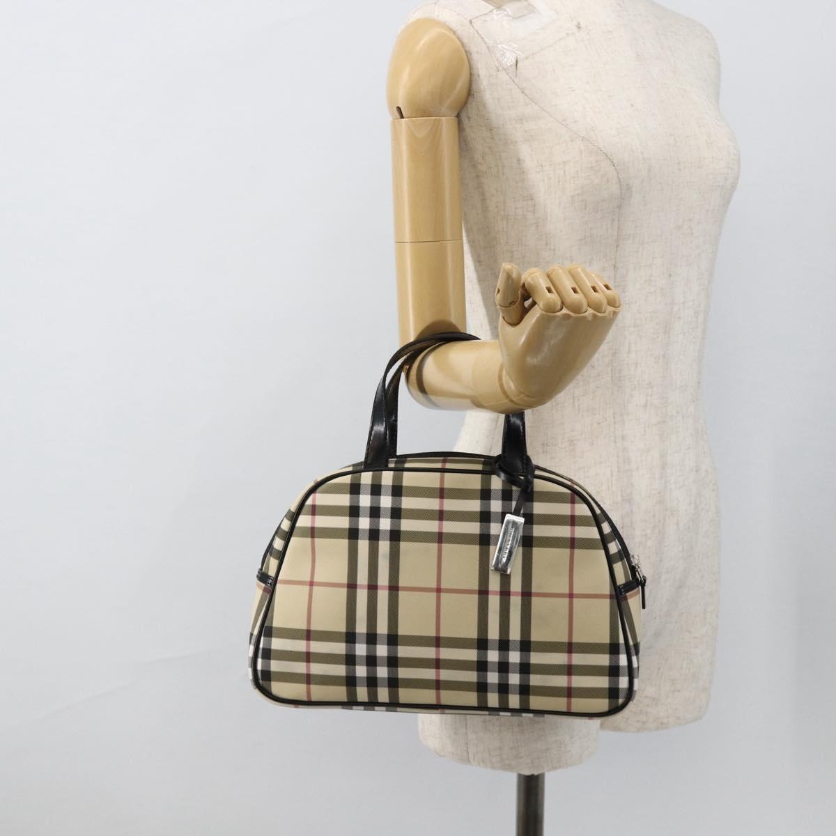 BURBERRY Nova Check Hand Bag PVC Beige Silver Auth ki6583A – MixTHINKS